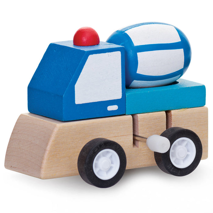 Masinuta de jucarie pentru copii de 3 ani+, betoniera din lemn, cu actionare mecanica