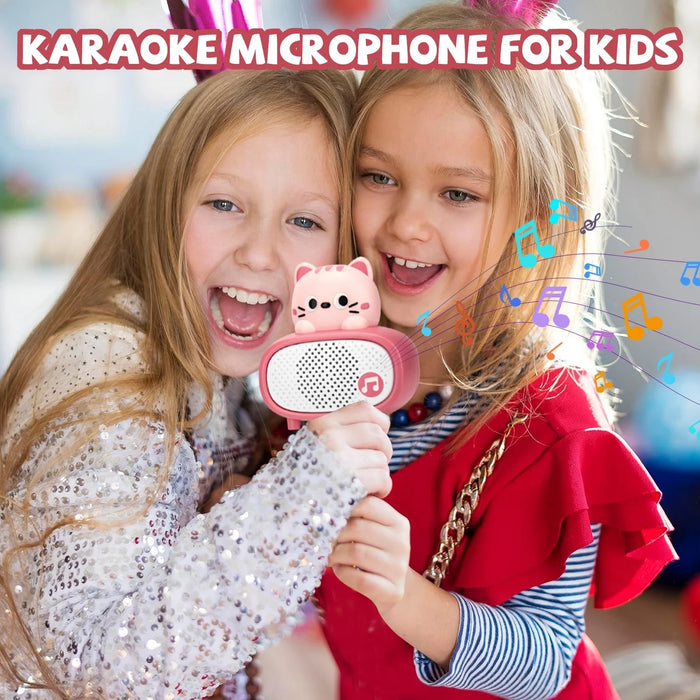 Mikrofon és hangszóró a karaoke számára, 3 éves gyermekek számára+, bluetooth, műanyag, fehér rózsaszín