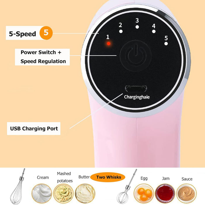 Mini Electric Blender, Φορητό, επαναφορτιζόμενο 3 σε 1, με 4 αξεσουάρ, ροζ