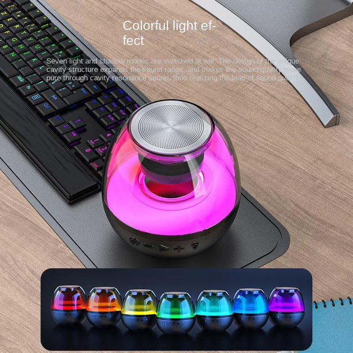 Мини преносима кутия с допълнителен бас, RGB, 360 °, HD, Bluetooth 5.0, USB Type-C, Black