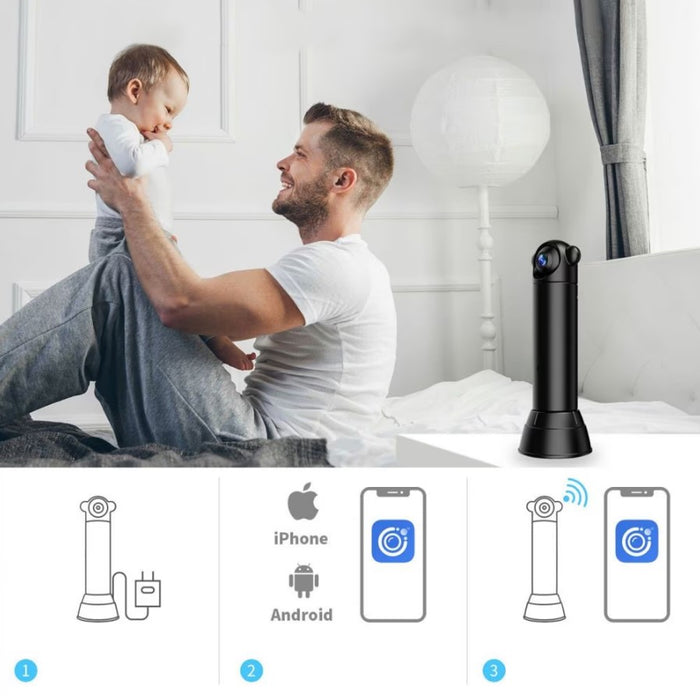 Mini Surveillance Camera SX82, WiFi, Тип монитор на бебето, HD, инфрачервен, сензор за движение, черно