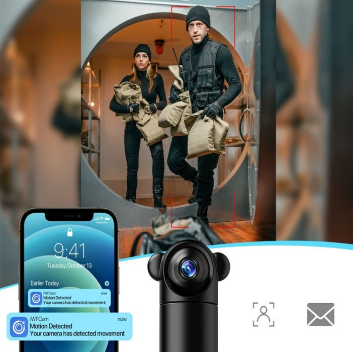 Mini Surveillance Camera SX82, WiFi, Тип монитор на бебето, HD, инфрачервен, сензор за движение, черно