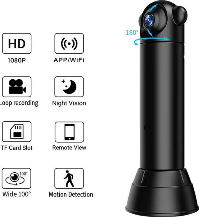 Mini Surveillance Camera SX82, WiFi, Тип монитор на бебето, HD, инфрачервен, сензор за движение, черно