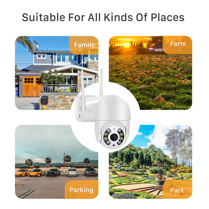 Mini camera de supraveghere WiFi, 2MP, HD, rotire, comunicare bidirectionala, senzor miscare si urmarire automata, alba