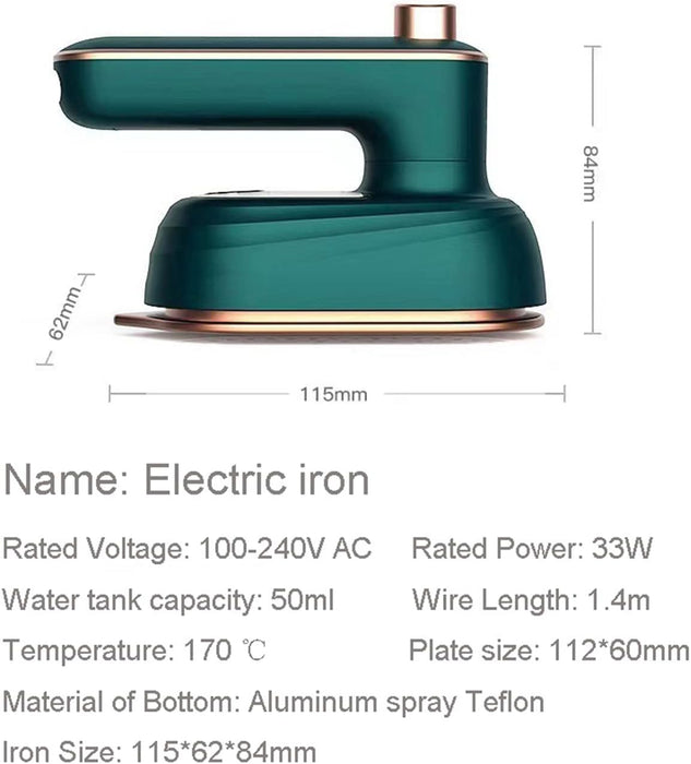 Сгъваемо, безжично, преносимо желязо, с пара, мощност 38W, резервоар за вода от 50 мл, зелено злато