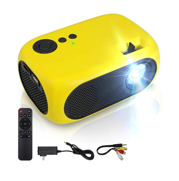 Mini LED Video Projector, Portable, 1080p, 1200lm, HDMI, Micro SD και USB, με τηλεχειριστήριο, οικιακό κινηματογράφο, κίτρινο