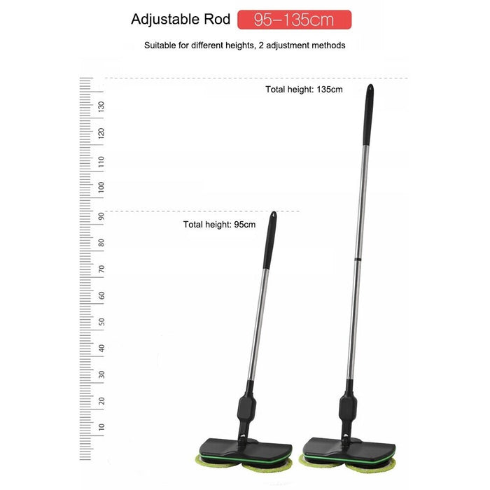 Mop electric fara fir, cu 2 seturi de dischete din microfibra si maner telescopic 130cm, negru