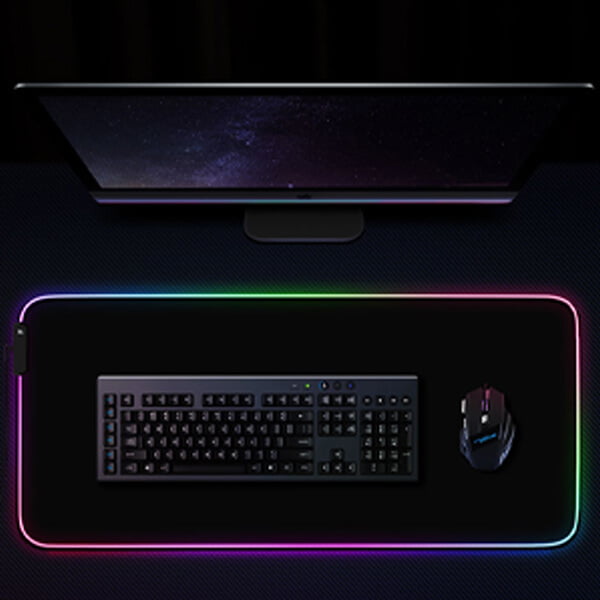 Mouse Pad Gaming cu Iluminare Led RGB King Size 90x40cm Negru