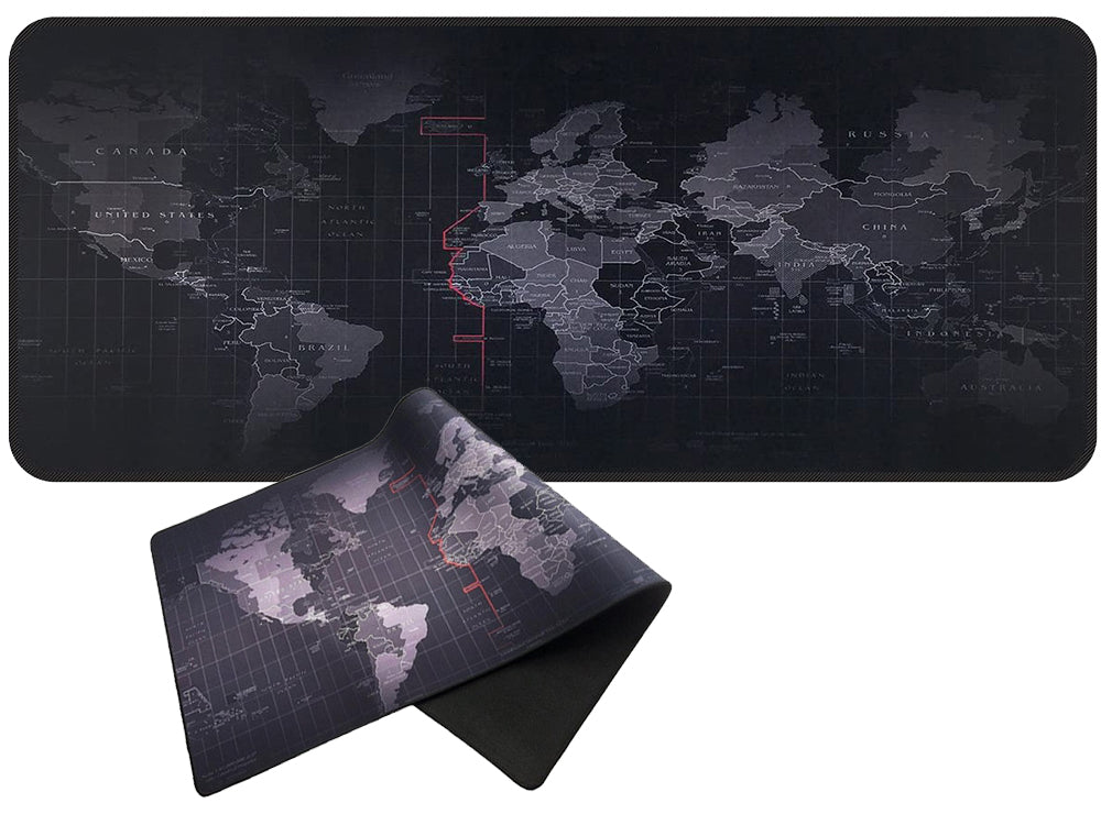 Mousepad XXL , cu Harta Lumii, Calitate Superioara, 80 x 30 cm Negru - 1 | YEO