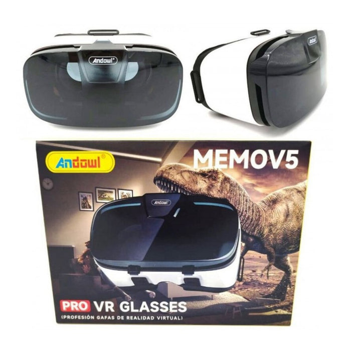 Стъци VR 3D andowl Q-Memov5 Pro, Android съвместим, Windows, iOS, с асеферен обектив, без изкривяване, бяло с черно