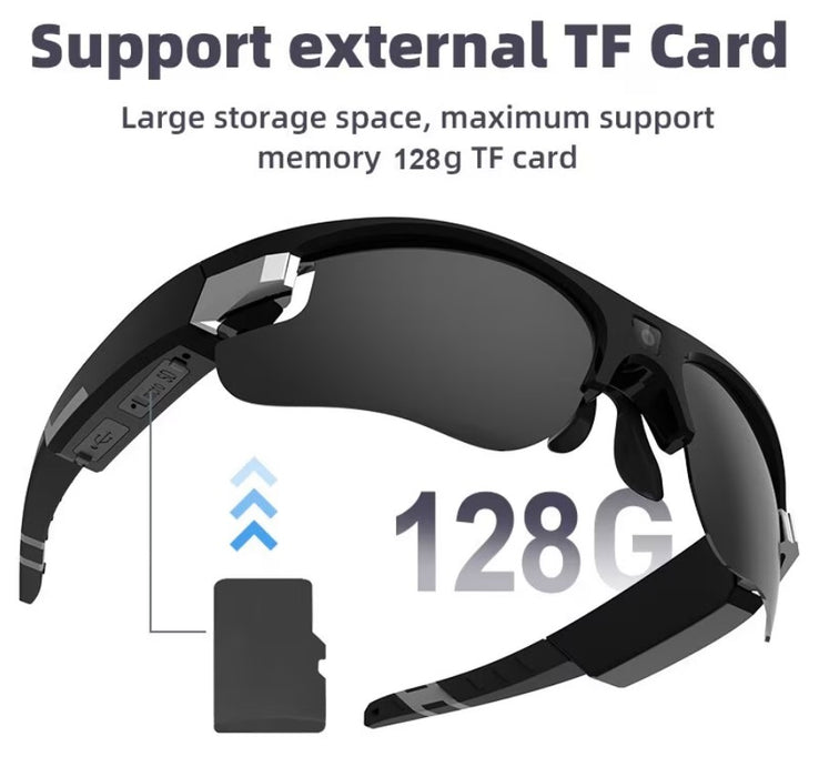 Ochelari de soare sport cu camera 4K SC5000, 1080px, suporta card TF pana la 128GB, negru