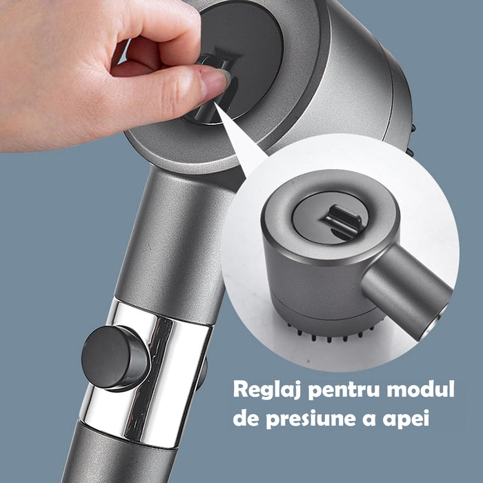 Cap de dus multifunctional de inalta presiune, reglare cu un singur buton, cu functie pentru masaj facial sau capilar