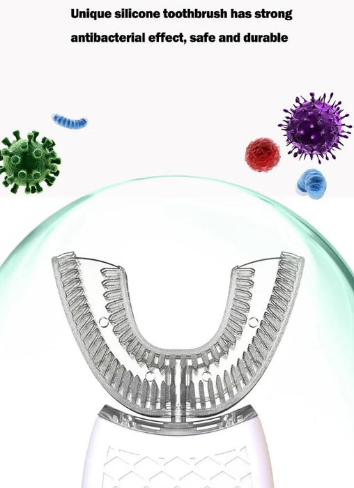 Електрическа четка за зъби за избелване, U -оформена, ултразвук, силикон/ABS, бяло