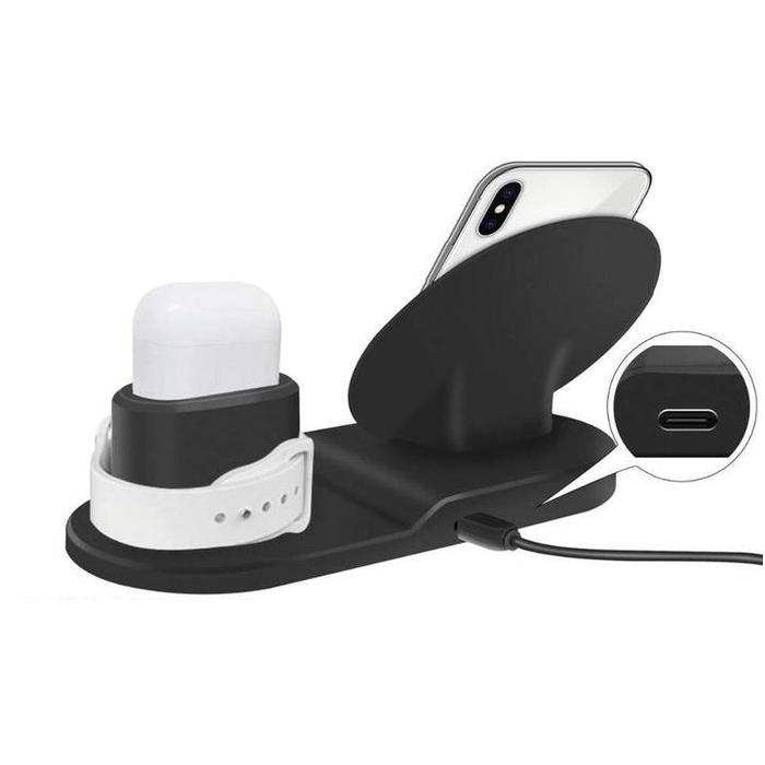 Statie de incarcare rapida 3 in 1 pentru telefon, ceas si casti, portivit pentru iPhone, Apple Watch si AirPods