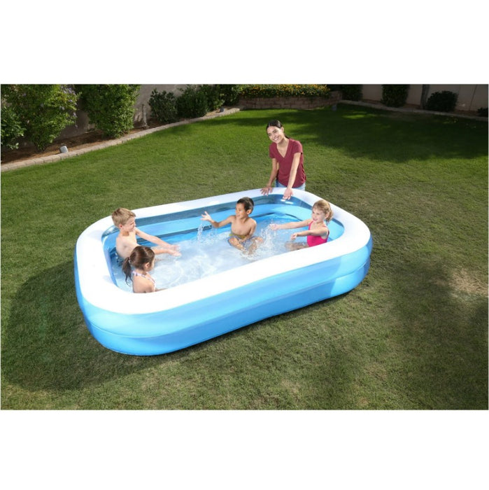 Piscina gonflabila dreptunghiulara, 200x150x50cm, pentru gradina sau terasa, albastru cu alb