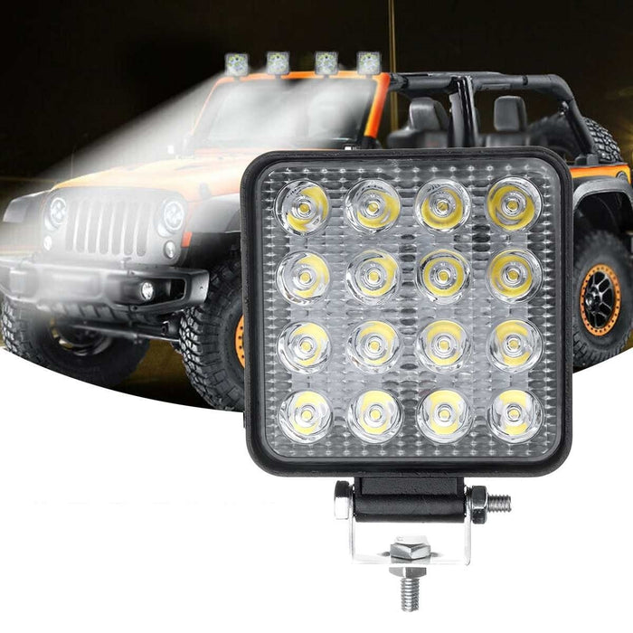 Proiector LED auto, putere 48W, 12V-24V, IP 67, 6500K, 1800Lm, lumina alba rece, negru