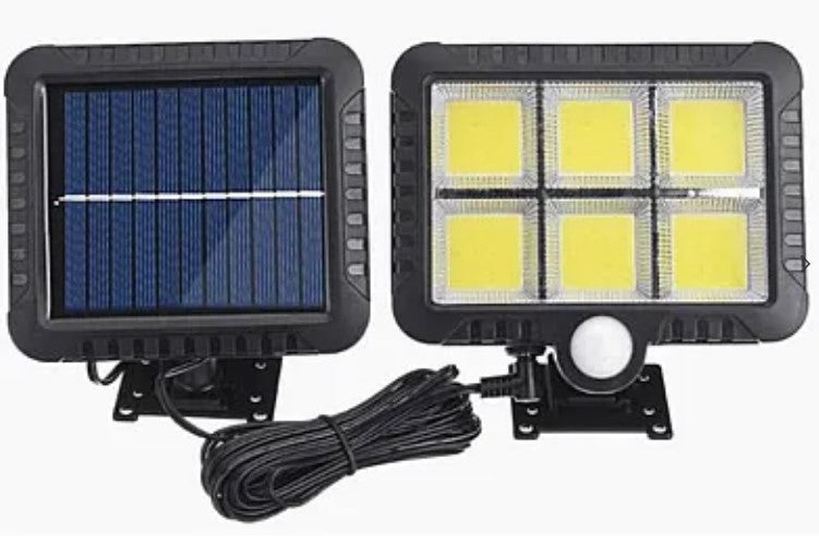 Proiector solar 128 LED 6 COB cu senzor și telecomandă