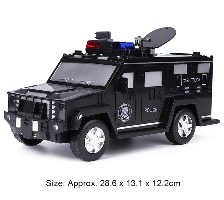 Pusculita Type Armored Car για παιδιά άνω των 3 ετών, με αποτύπωμα, κωδικό PIN, ήχους και φώτα, μαύρο