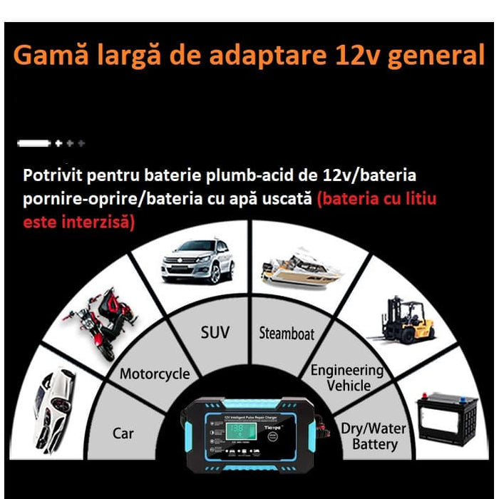 Redresor auto smart 12V 6A Max 2-100Ah, Auto/Moto, Incarcare Rapida