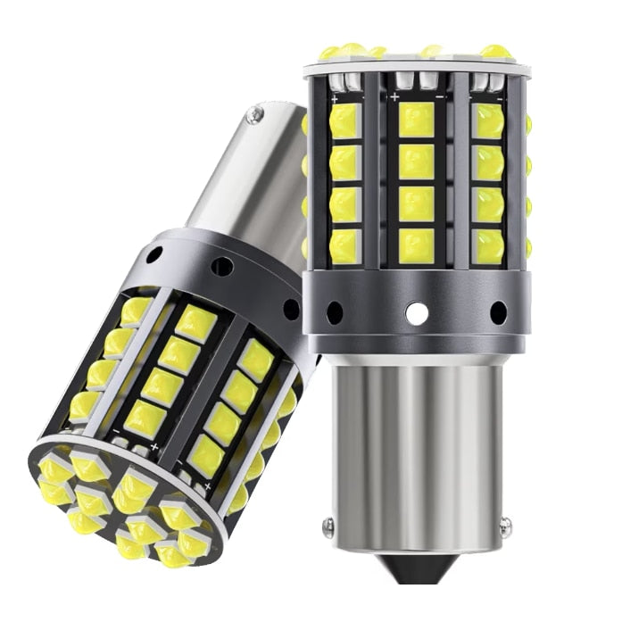 2 LED -es számú, 1156 -os autós izzó, 44 SMD LED, Canbus, 12 V, 6000K, White Light