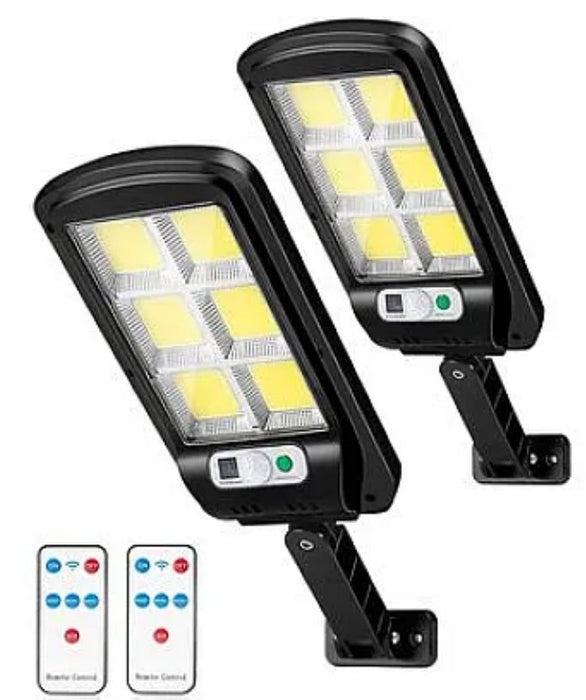 Set 2 Solar Street Lámpa 150 LED -es COB 6 ház, napelemes lámpa és távirányító érzékelővel