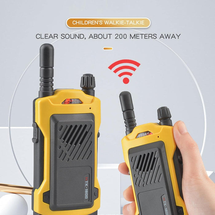 Комплект 2 Walkie-Talkie за деца, радиус от 200 м, 14.5x5.5см, черно/жълто