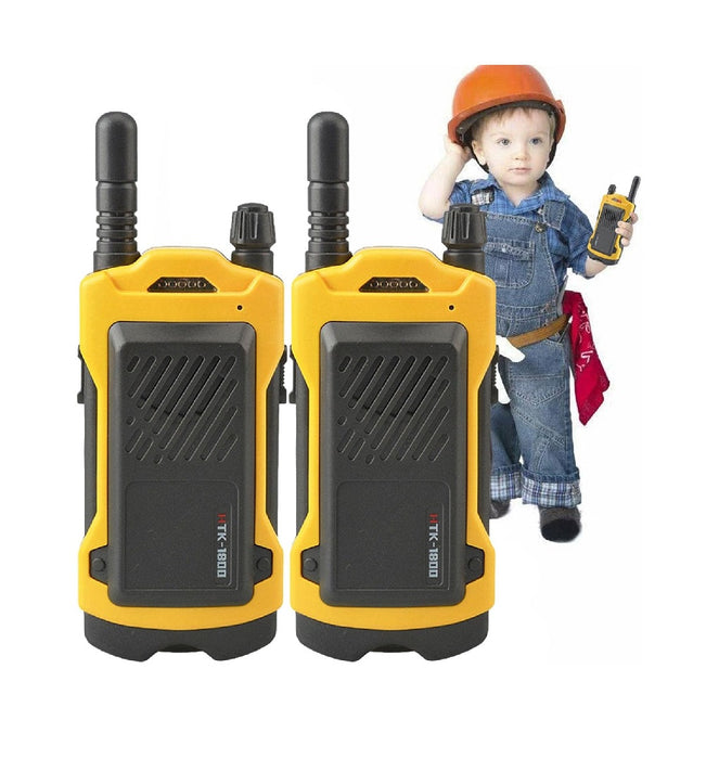 Комплект 2 Walkie-Talkie за деца, радиус от 200 м, 14.5x5.5см, черно/жълто