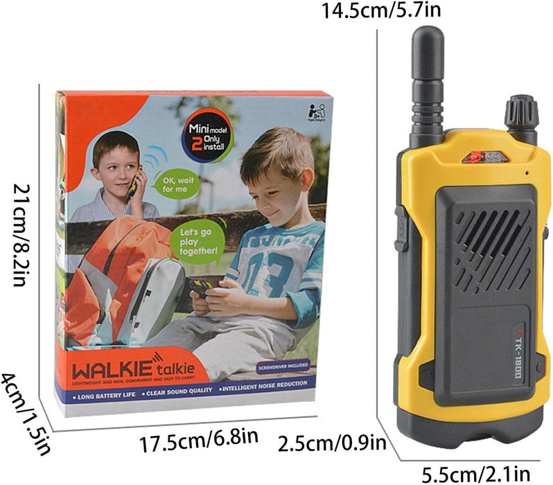 Комплект 2 Walkie-Talkie за деца, радиус от 200 м, 14.5x5.5см, черно/жълто