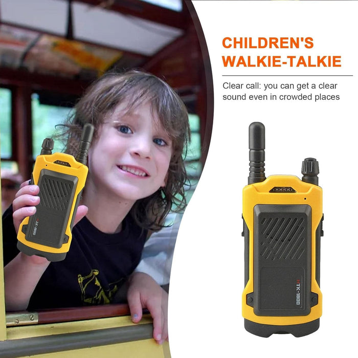 Комплект 2 Walkie-Talkie за деца, радиус от 200 м, 14.5x5.5см, черно/жълто