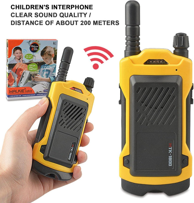 Комплект 2 Walkie-Talkie за деца, радиус от 200 м, 14.5x5.5см, черно/жълто