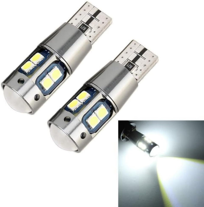 Set 2 becuri LED auto pentru de pozitii, T10 w5w, cu 10 led-uri cu, Canbus, 6000K, alb