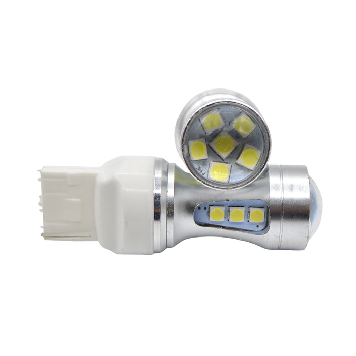 Комплект от 2 крушки с LED автомобили 1156, с 18 SMD, Canbus, 6000K, 15W, бяло-червена светлина