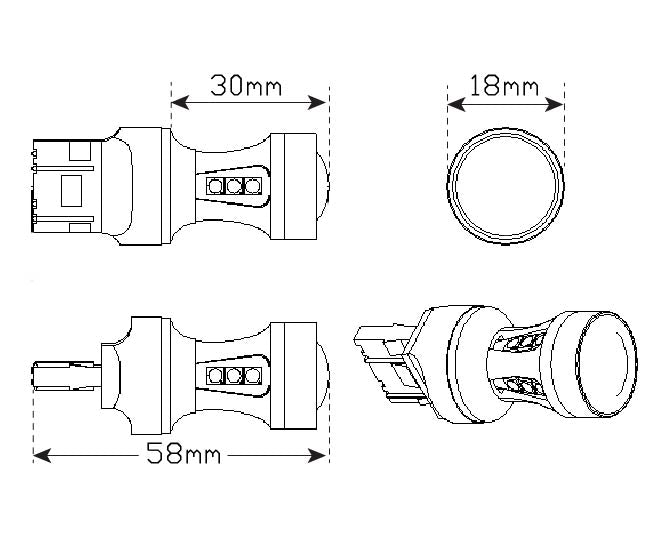 Σετ 2 λαμπτήρων αυτοκινήτων LED 1156, με 18 SMD, Canbus, 6000K, 15W, λευκό-κόκκινο φως