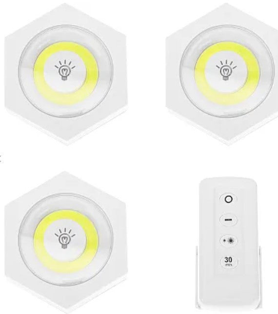 Σετ 3 LED COB Hexagonal Lamps με τηλεχειριστήριο και μεμονωμένα κουμπιά