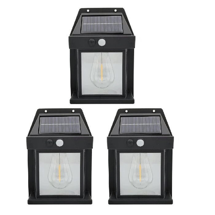 Set 3 x Lampi Solare de Perete 2W, 600LM, rezistenta la apa IP65, pentru gradina sau casa, negru