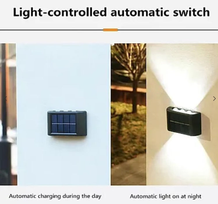 Set 4 lampi solare de perete YF 801 cu 6 Leduri IP65