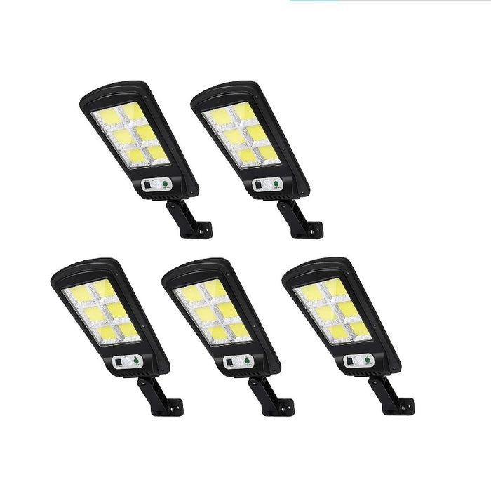 Set 5 x Lampi solare stradale LED, cu 6 cadrane, senzor miscare, IP65, negru