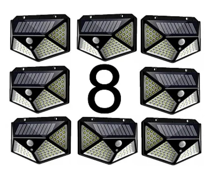 Set 8 Lampi Solare, ULTRA 100 LED, cu senzor de miscare si lumina 3 moduri ILUMINARE