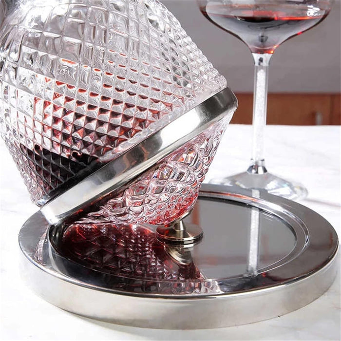 360 -Degree Rotary Drink Decanter σετ, με υποστήριξη και 2 γυαλιά, 1,6L, γυαλί, διαφανές