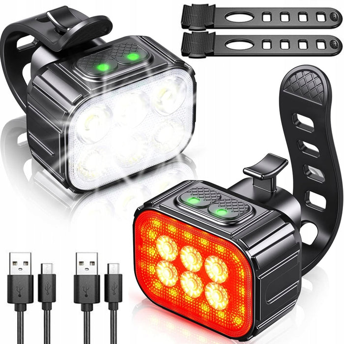 Set lumini bicicleta, far si stop LED, Reincarcabil USB, Premium