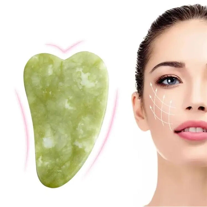 Set rola masaj facial cu doua capete si piatra masaj verde din piatra jad naturala