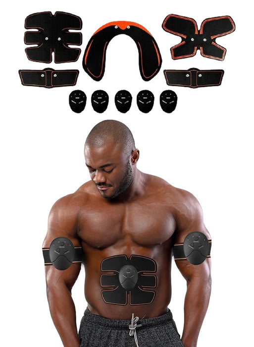 Набор от интелигентен фитнес стимулатор, мускулна електростимулация за тонизиране, 8 парчета, черно