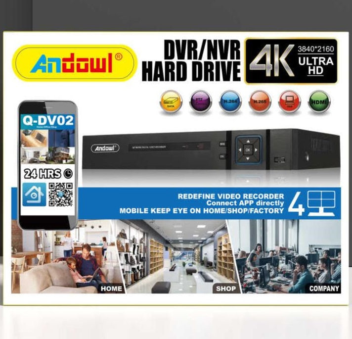 Sistem DVR/NVR cu 4 canale DV02 si compresie H265 HDMI, 4K Ultra HD, negru