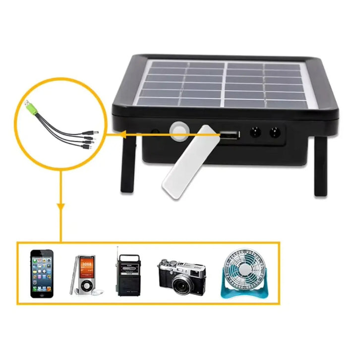 Sistem de iluminare solara LED, cu 2 proiectoare si panou solar, 3W, 1200LM, 3600mAh, IP67