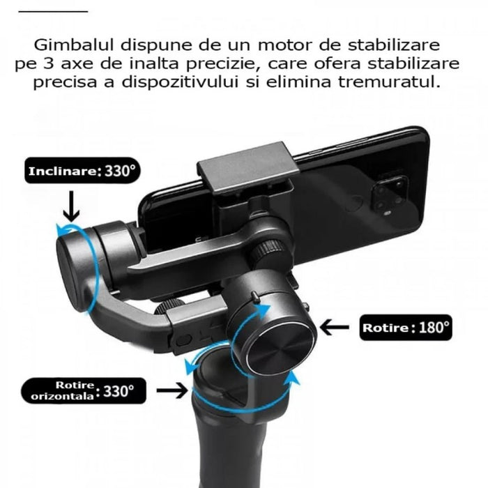 Kép-stabilizátor a telefonhoz, 60-86 mm, 3 tengelyes, fekete