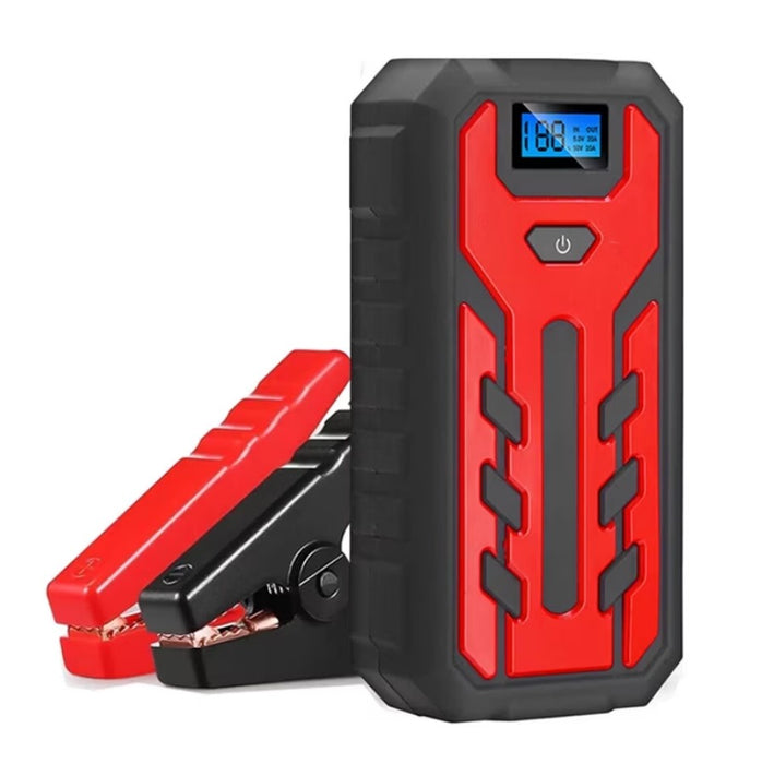 Starter auto multifunctional D1020, acumulator extern, lanterna, 20.000mAh, curent de pornire 400A, rosu cu negru