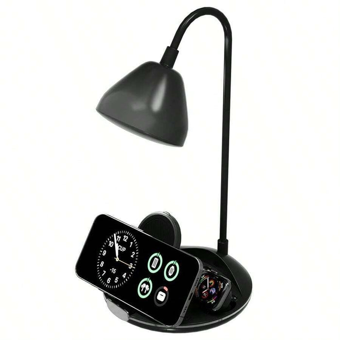 Statie de incarcare rapida, 20W, pliabila, cu lampa LED, incarcare wireless pentru smartphone, casti si ceas, negru