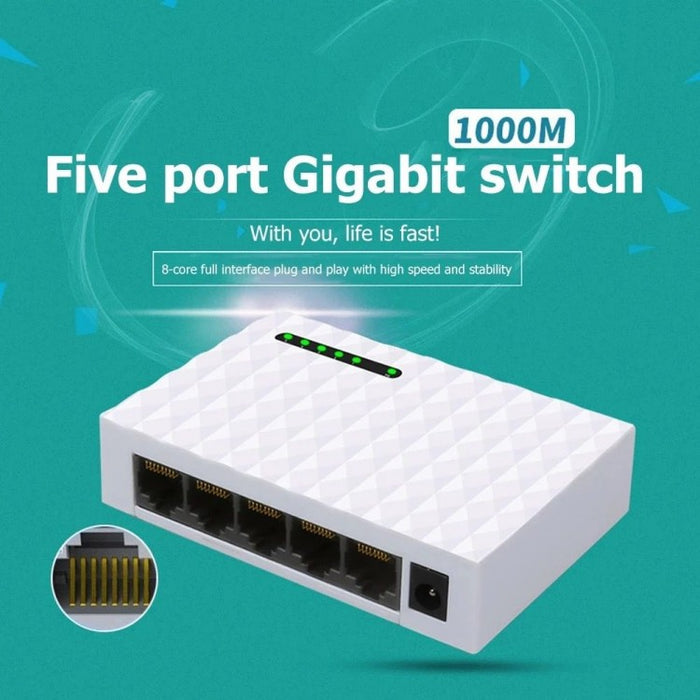 Μεταβείτε στο Διαδίκτυο με 5 θύρες, JH01 Plug and Play, 100/1000Mbps, MDI/MDIX CAR, White