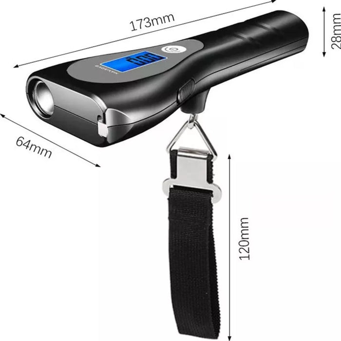 Електронни везни на багаж на andowl, с LCD дисплей и фенерче, преносим, ​​макс. 50 кг