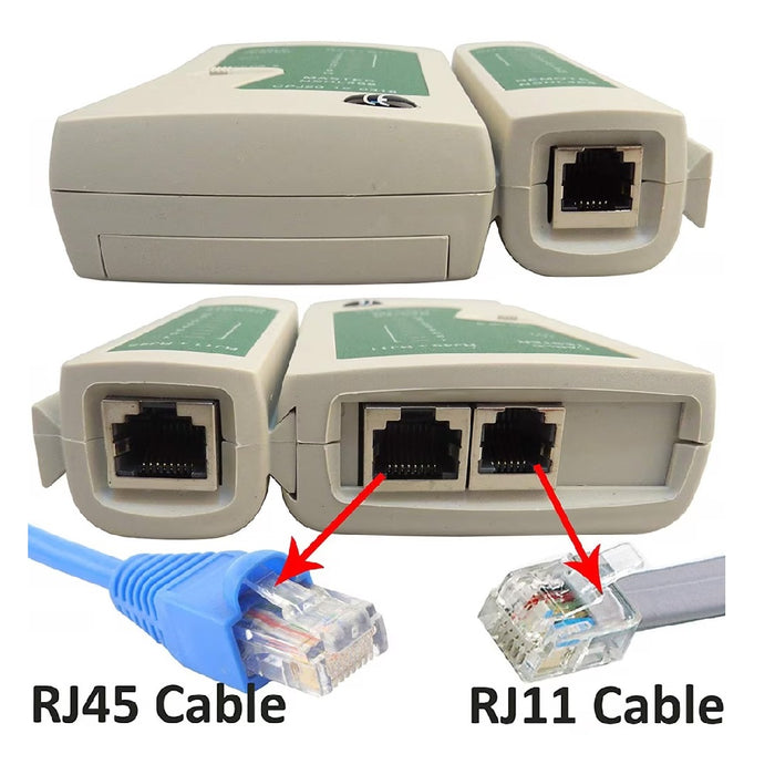 Tester for Lan Cables Network, RJ45, RJ11, N21CL, CAT5, Ethernet και Line, Περιλάμβανε κλήση, λευκό/πράσινο